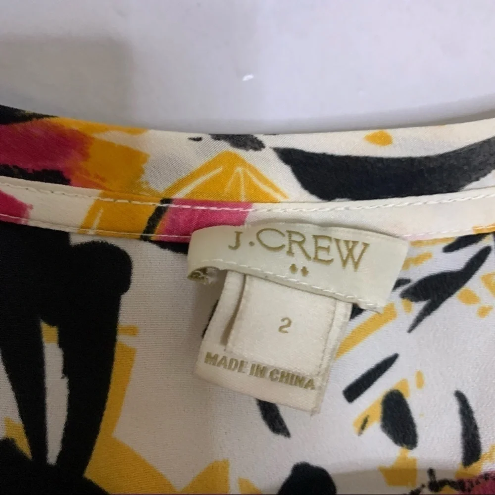 J crew sleeveless Floral Blouse bold multi color print women’s size 2